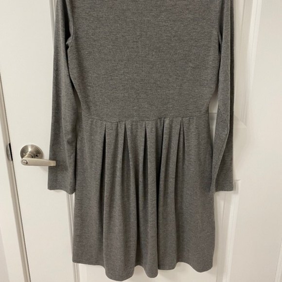 Women's Long Sleeve Pleated Shirt Dress. Dark Gray. Medium. Dark Academia. - Picture 13 of 13